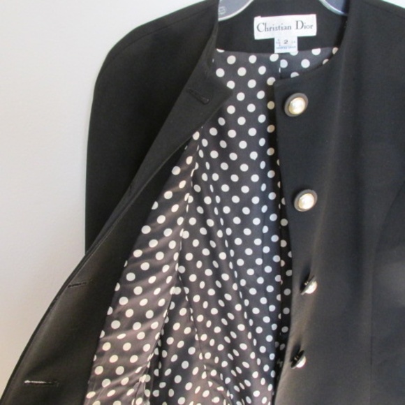Christian Dior Vintage Black Tailored Jacket, Size 2 - Picture 2 of 7